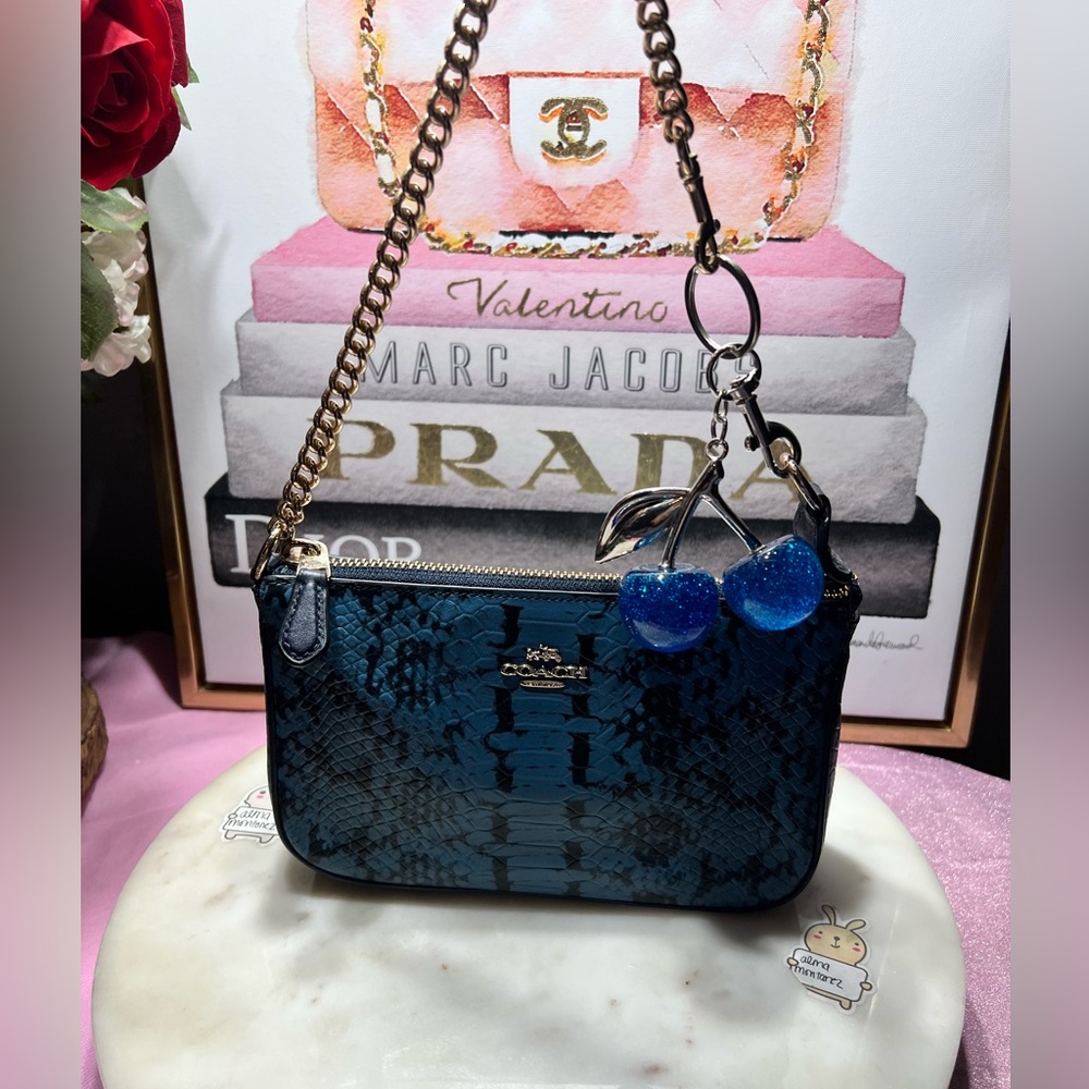 Coach Nolita 19 wristlet Blue Snake Print NWOT - Picture 3 of 7